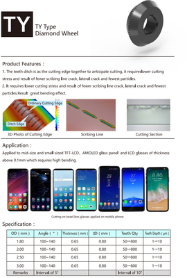 TY টাইপ ডায়মন্ড স্ক্রাইবিং হুইলস TFT-LCD AMOLED গ্লাস প্যানেল স্ক্রাইবিং হুইল